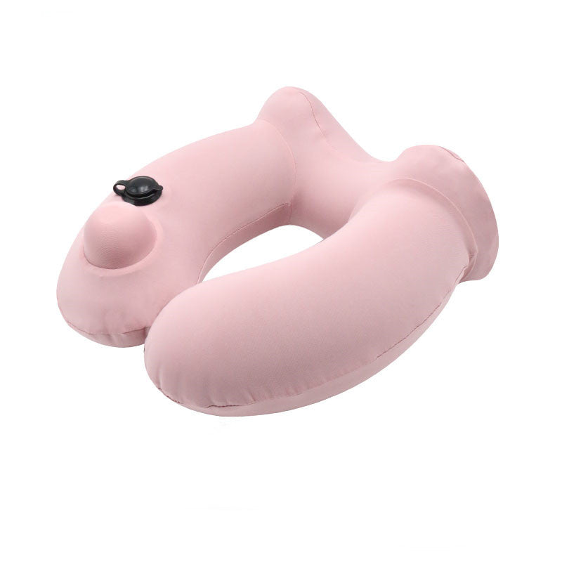 Portable Men And Women Travel Hooded Inflatable U-shaped Pillow