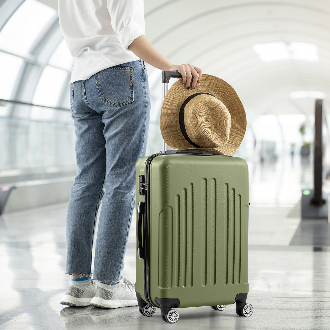 Vertical Stripe Three In One Suitcase