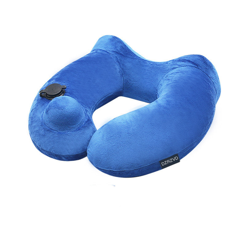 Portable Men And Women Travel Hooded Inflatable U-shaped Pillow