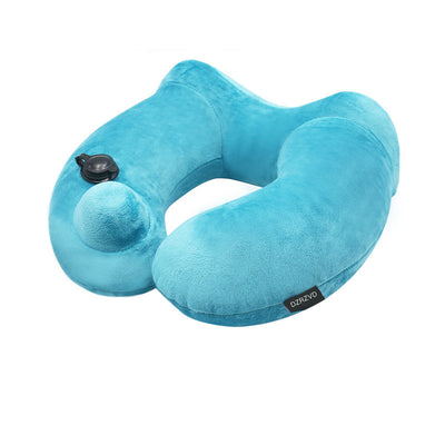 Portable Men And Women Travel Hooded Inflatable U-shaped Pillow