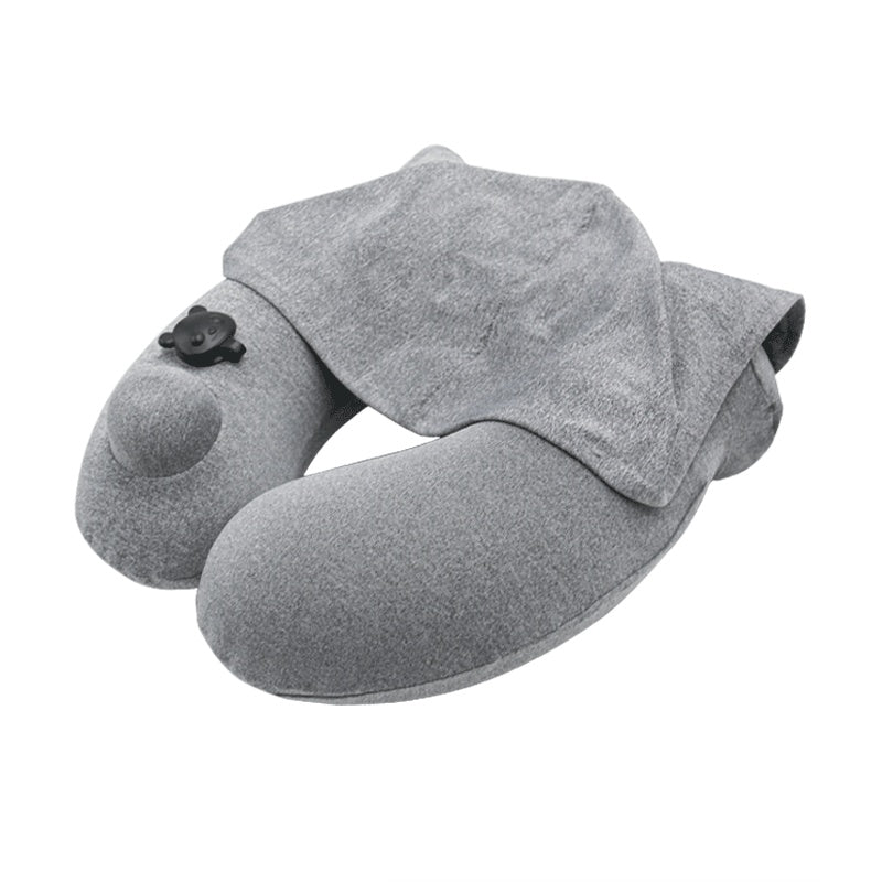 Portable Men And Women Travel Hooded Inflatable U-shaped Pillow