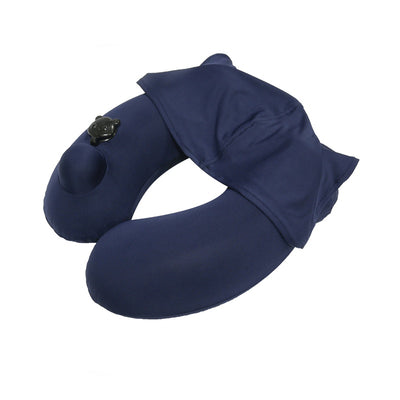 Portable Men And Women Travel Hooded Inflatable U-shaped Pillow