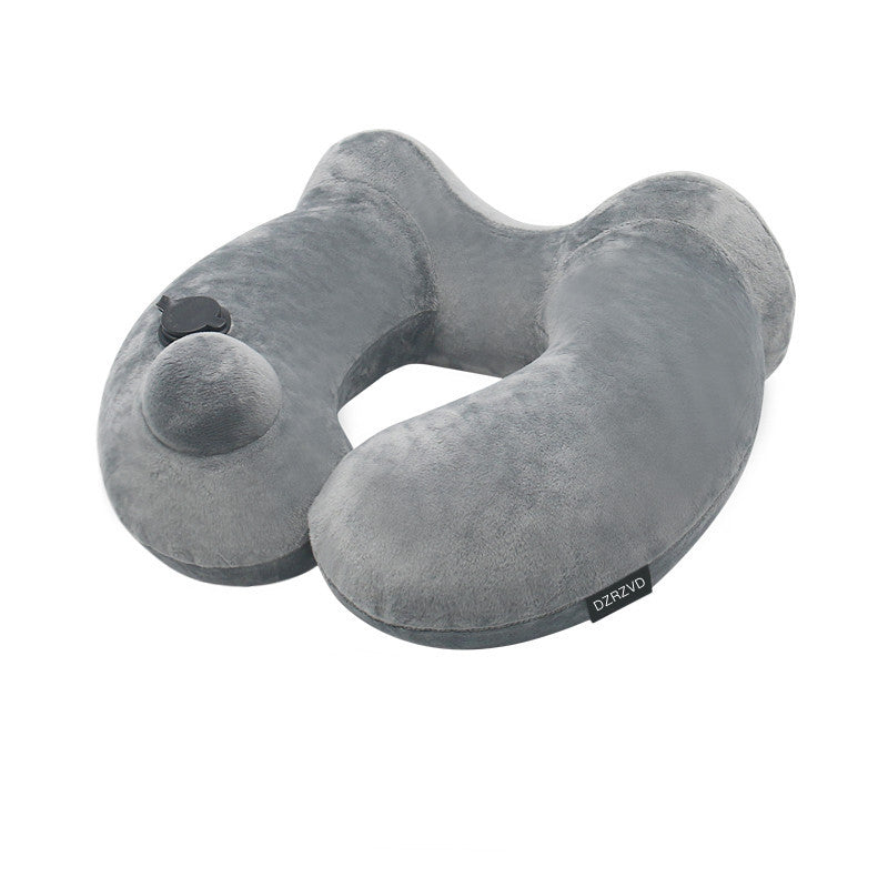 Portable Men And Women Travel Hooded Inflatable U-shaped Pillow