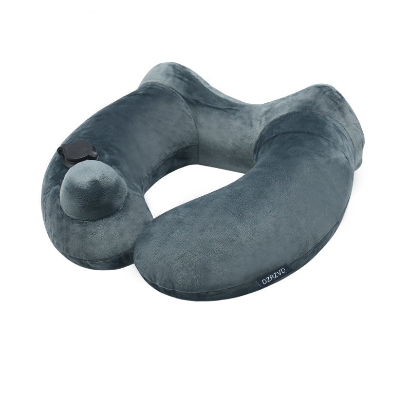 Portable Men And Women Travel Hooded Inflatable U-shaped Pillow