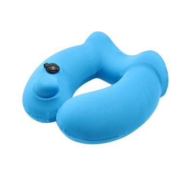 Portable Men And Women Travel Hooded Inflatable U-shaped Pillow