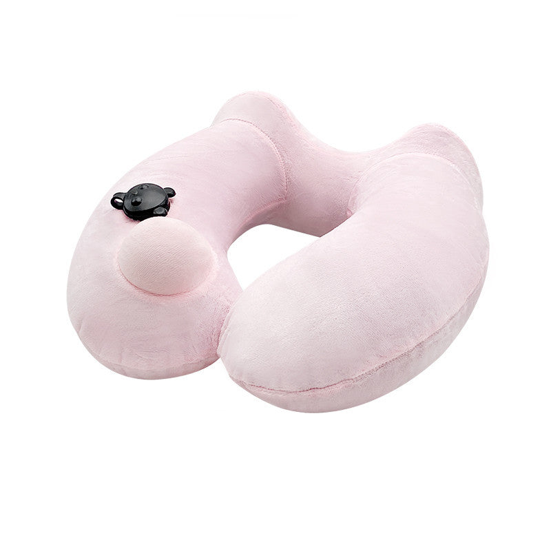 Portable Men And Women Travel Hooded Inflatable U-shaped Pillow