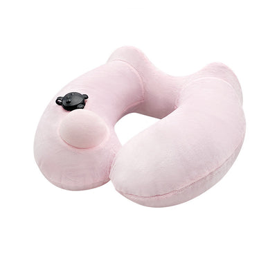 Portable Men And Women Travel Hooded Inflatable U-shaped Pillow